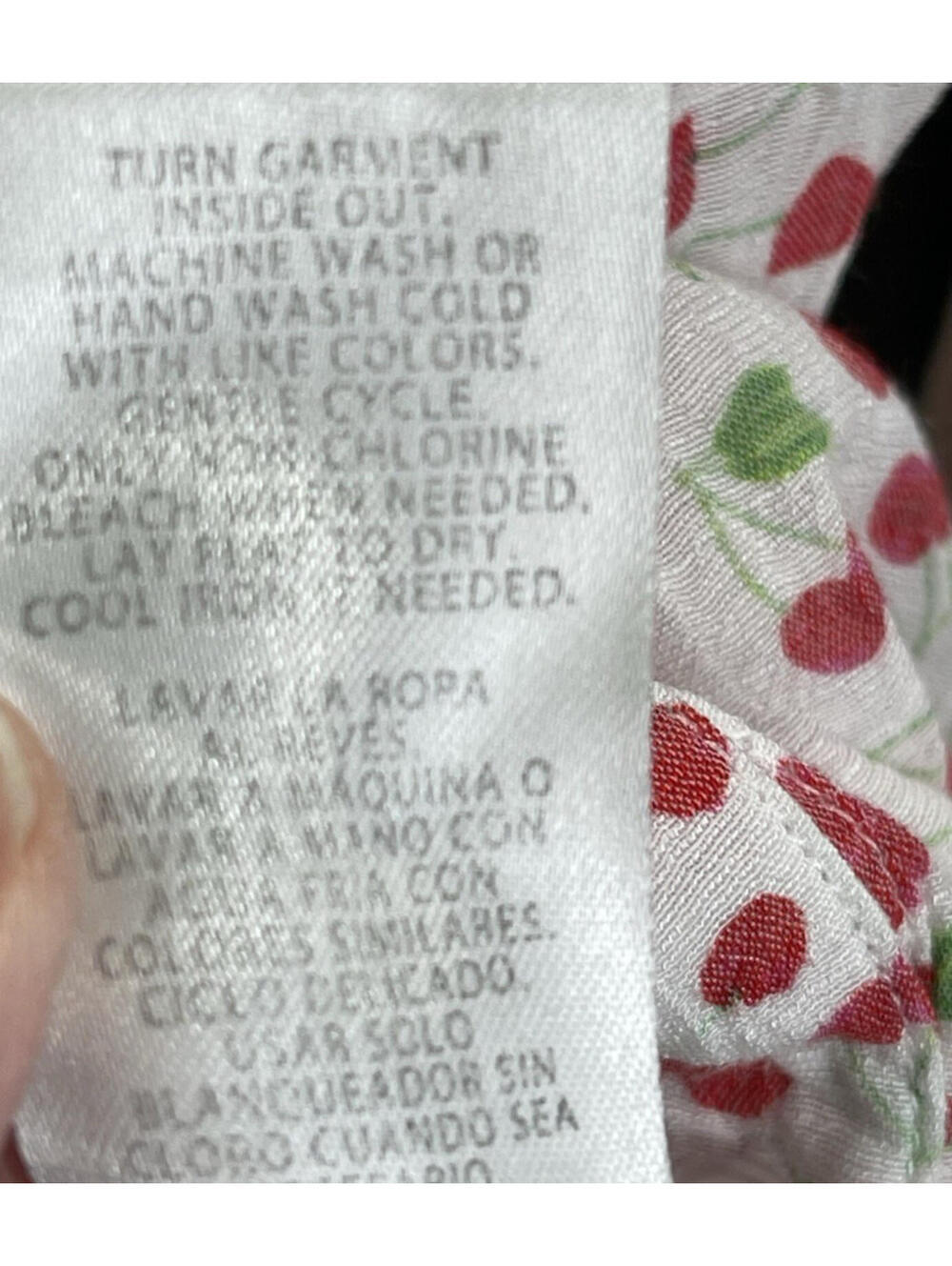 Zac & Rachel Pink Cherry Print Button-Up Top Roll Tab Long Sleeve Medium Fruit - Picture 3 of 6